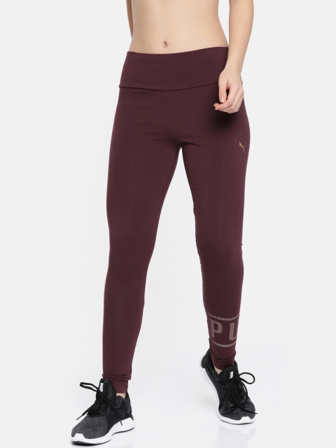 

Puma Women Maroon ATHLETIC Logo Tight Fit Solid Tights