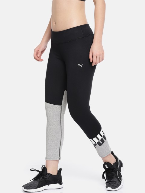 

Puma Women Black & Grey Colourblocked DRY-CELL 3/4th Tights