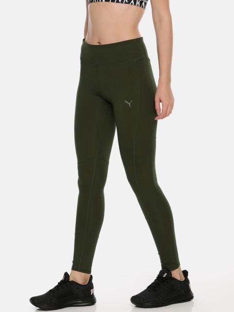 

Puma Women Olive Green Always On Graphic 7/8 DRY-CELL Solid Training Tights