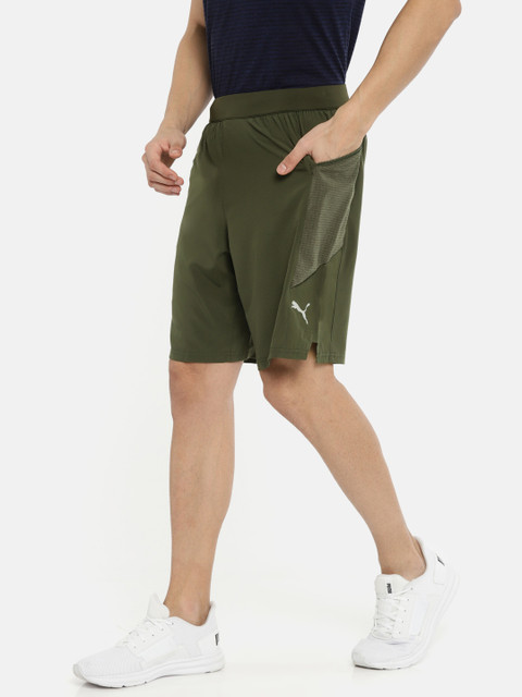 

Puma Men Olive Green Never Run Back 9'' Solid dryCELL Sports Shorts
