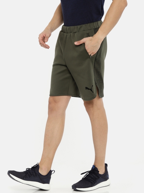

Puma Men Olive Green Evostripe Solid dryCELL Sports Shorts