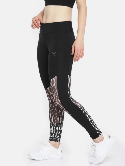 

Puma Women Black Graphic Printed DRY-CELL 3/4th Tights