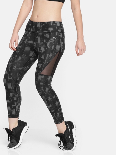 

Puma Women Black & Grey Explosive Graphic Printed DRY-CELL 3/4th Tights