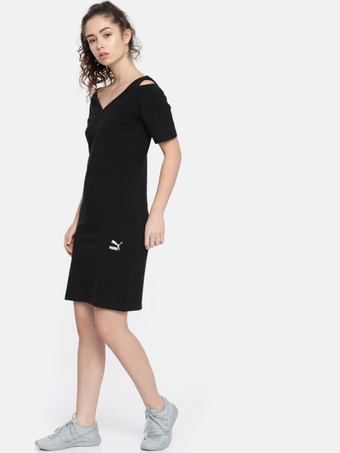 

Puma Women Black Solid Classics T7 T-shirt Dress