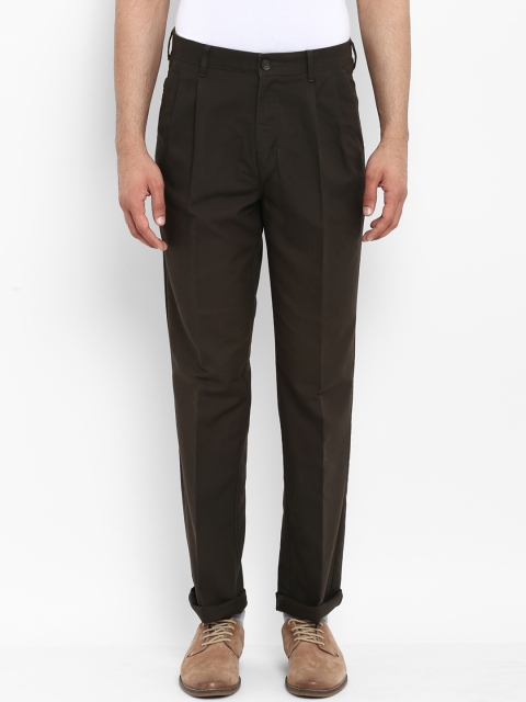 

ColorPlus Men Brown Regular Fit Solid Regular Trousers