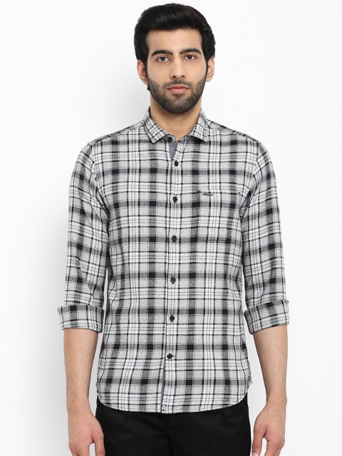 

ColorPlus Men Black & Grey Regular Fit Checked Casual Shirt
