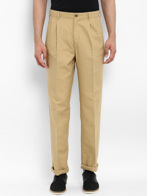 

ColorPlus Men Khaki Regular Fit Solid Regular Trousers
