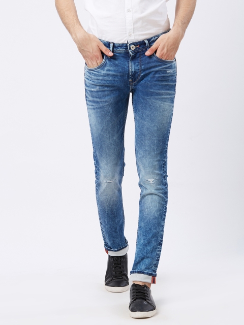 

Killer Men Blue Skinny Fit Mid-Rise Low Distress Jeans