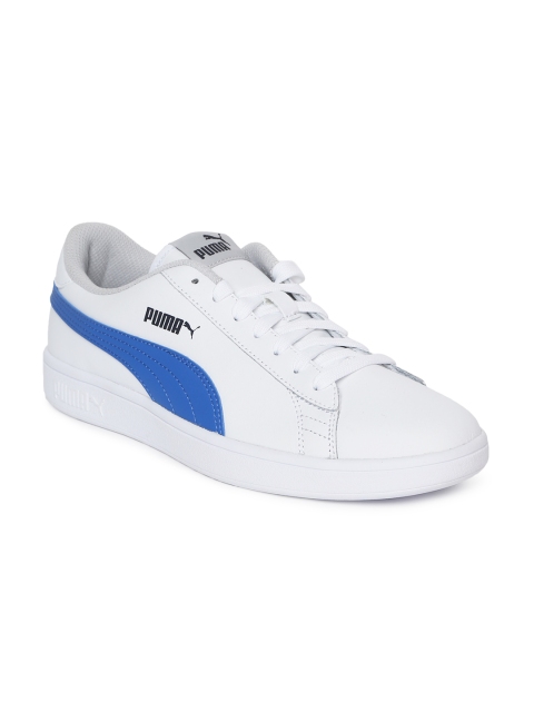 

Puma Kids White & Blue Colourblocked Smash v2 L Junior Sneakers