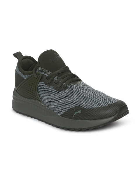

Puma Kids Grey & Olive Green Colourblocked Pacer Next Cage Knitted Sneakers