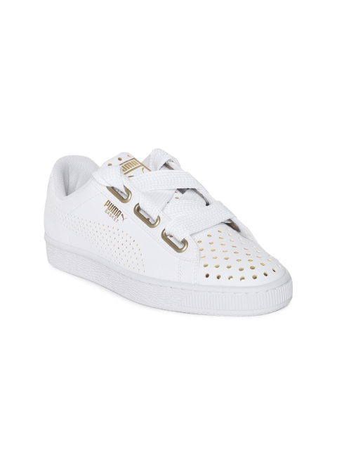 

Puma Women White Basket Heart Ath Lux Leather Sneakers