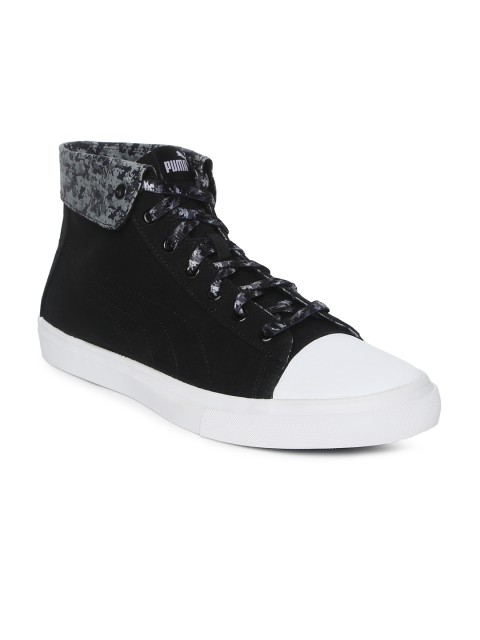 

Puma Men Black Printed Canvas Mid-Top Rap Mid Graphic Lace IDP Sneakers