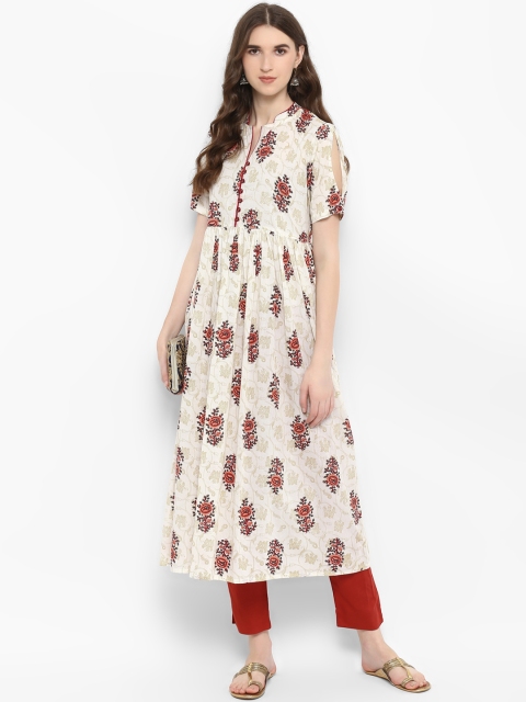 

Varanga Women Off-White & Red Printed Kurta with Trousers