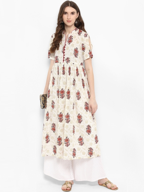 

Varanga Women Off-White & Beige Printed Kurta with Palazzos