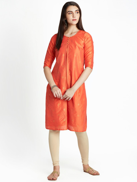

RANGMANCH BY PANTALOONS Women Orange Printed A-Line Kurta