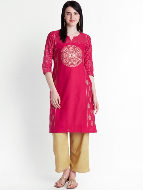 

RANGMANCH BY PANTALOONS Women Pink Printed A-Line Kurta