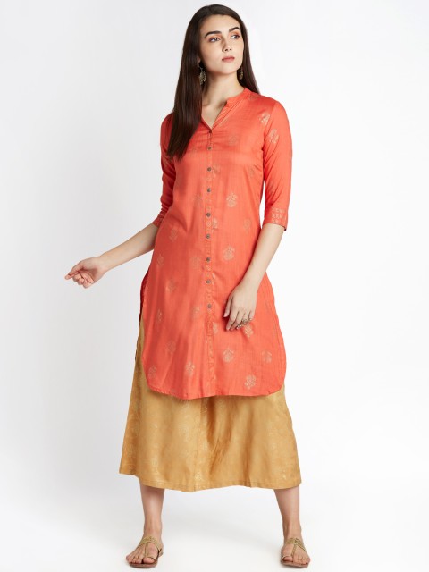 

RANGMANCH BY PANTALOONS Women Coral Printed A-Line Kurta