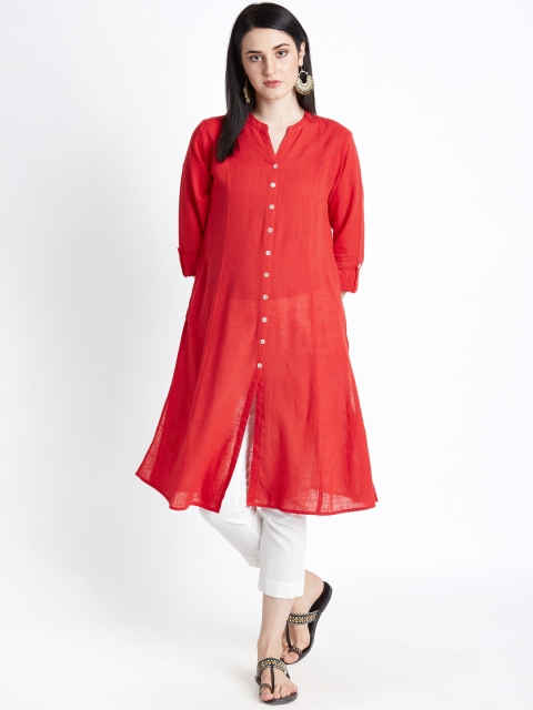 

RANGMANCH BY PANTALOONS Women Red Solid A-Line Kurta