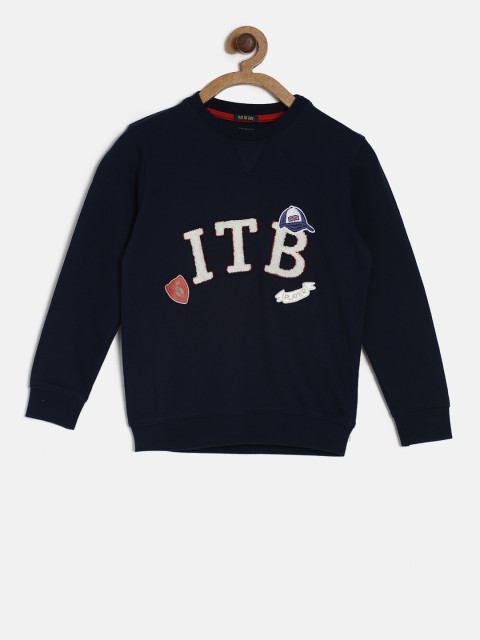 

Indian Terrain Boys Navy Blue Solid Pullover Sweater