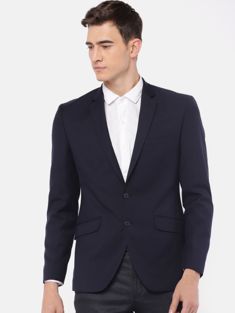 

Park Avenue Men Navy Blue Solid Single-Breasted Formal Blazer