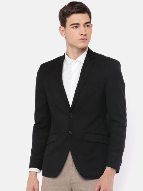 

Park Avenue Men Black Solid Super Slim Fit Single breasted Formal Blazer