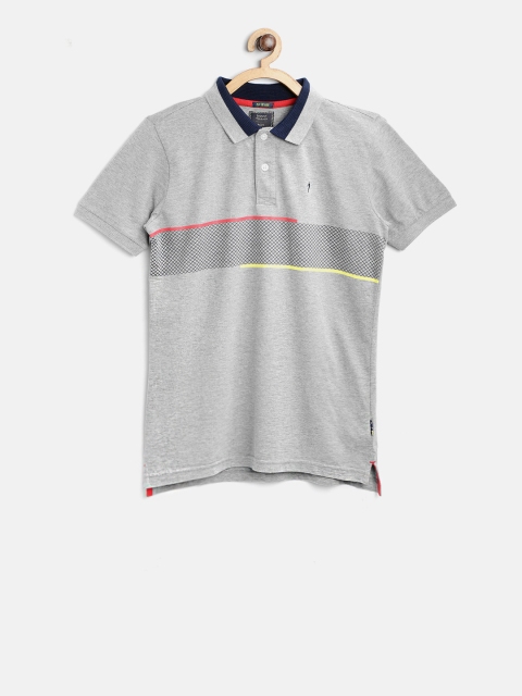 

Indian Terrain Boys Grey Melange Printed Polo Collar T-shirt