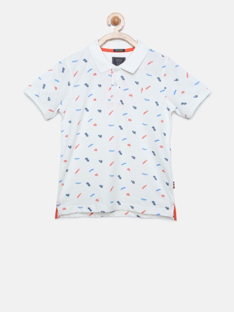 

Indian Terrain Boys White Printed Polo Collar T-shirt