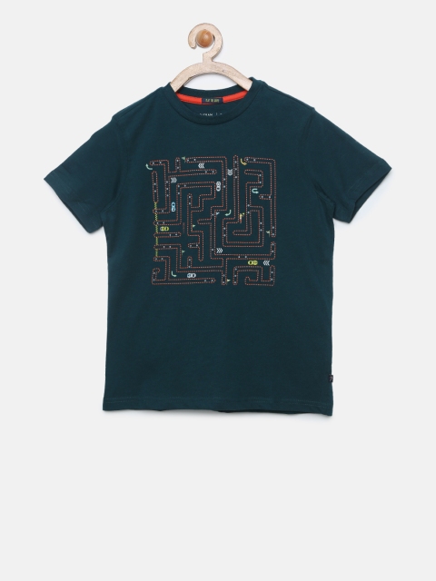 

Indian Terrain Boys Green Printed Round Neck T-shirt