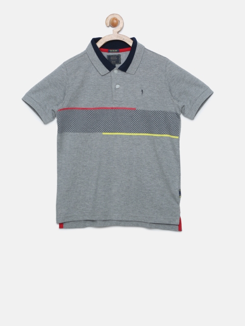 

Indian Terrain Boys Grey Printed Polo Collar T-shirt