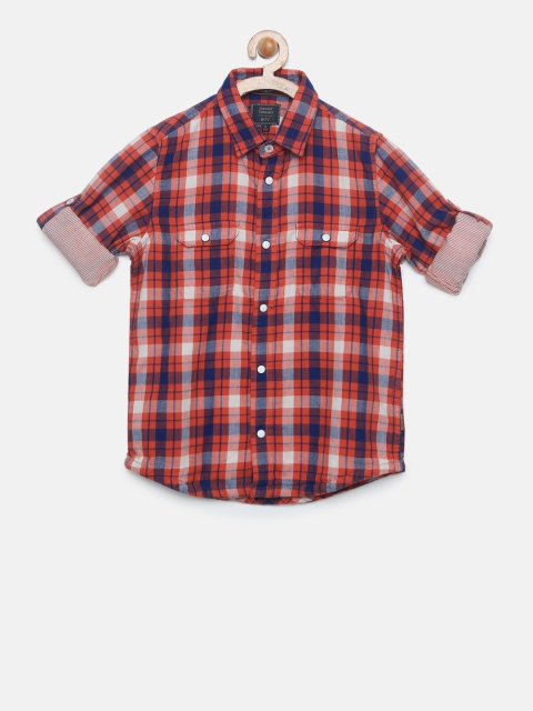 

Indian Terrain Boys Orange & Blue Regular Fit Checked Casual Shirt