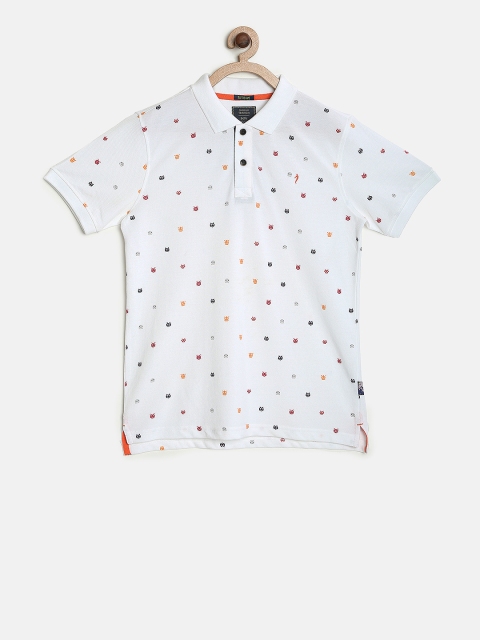 

Indian Terrain Boys White Printed Polo Collar T-shirt
