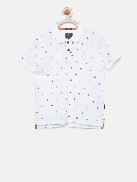 

Indian Terrain Boys White Printed Polo Collar T-shirt
