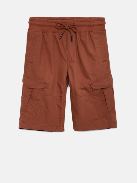 

Indian Terrain Boys Brown Solid Regular Fit Cargo Shorts