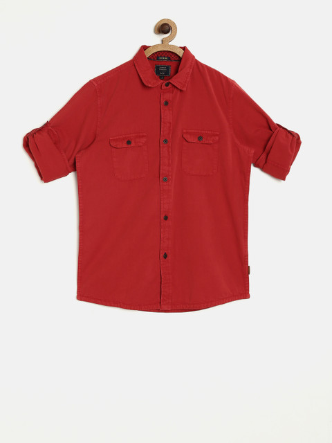 

Indian Terrain Boys Red Regular Fit Solid Casual Shirt