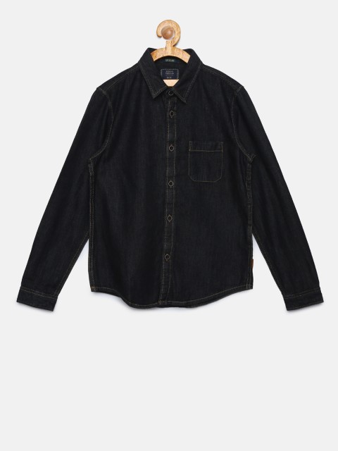 

Indian Terrain Boys Black Regular Fit Solid Casual Shirt