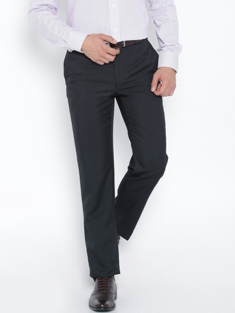 

Park Avenue Navy Striped Smart Fit Formal Trousers, Navy blue