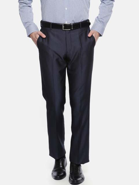 

Park Avenue Men Navy Blue Smart Fit Solid Formal Trousers
