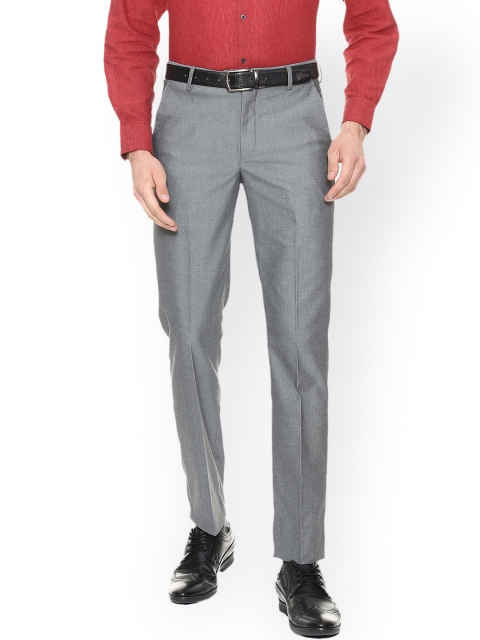 

Peter England Men Grey Slim Fit Solid Formal Trousers