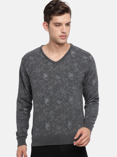 

Peter England Men Grey Solid Pullover