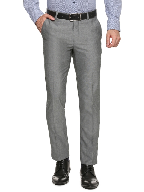

Peter England Men Grey Slim Fit Solid Regular Trousers