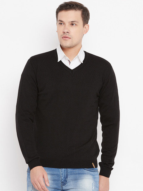 

Peter England Men Black Solid Sweater