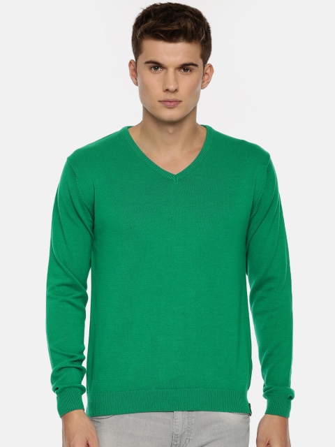 

Peter England Men Green Solid Pullover