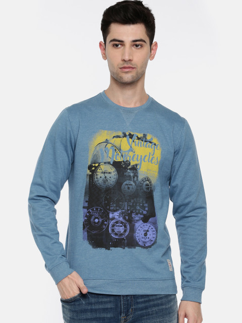 

Peter England Men Blue Printed Sweatshirt