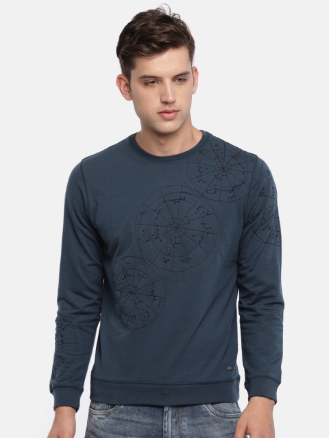 

Peter England Men Blue Self Design Sweatshirt