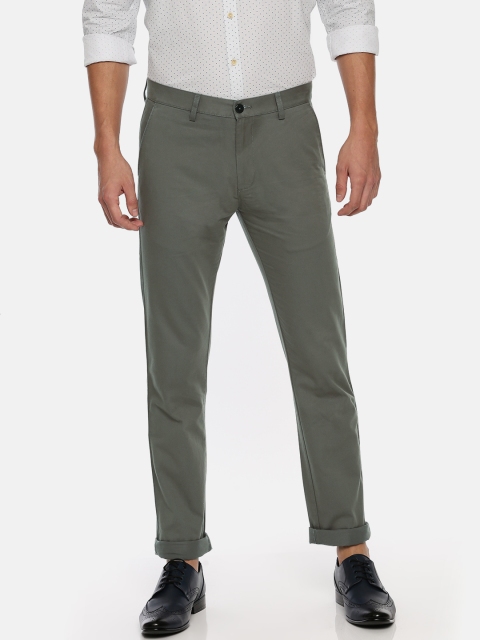 

Peter England Casuals Men Olive Green Slim Fit Solid Chinos