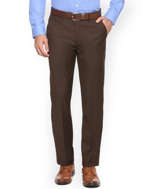 

Peter England Men Brown Slim Fit Solid Regular Trousers