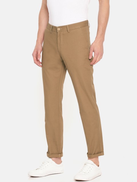 

Peter England Casuals Men Khaki Super Slim Fit Solid Regular Trousers