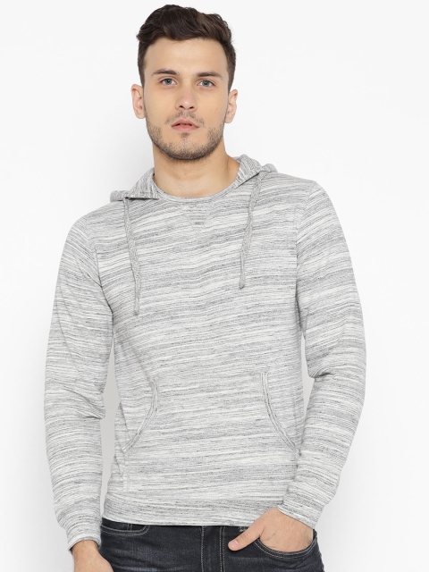 

Peter England Men Grey Melange Solid Hooded Sweatshirt