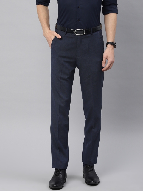

Peter England Men Navy Blue Slim Fit Solid Formal Trousers