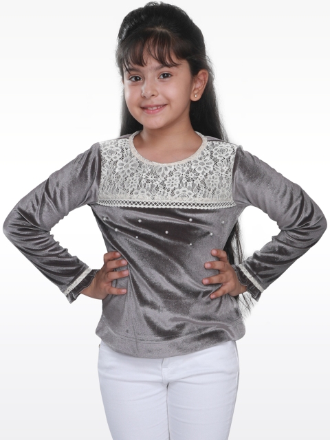 

CUTECUMBER Girls Grey Self Design Top